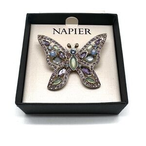Napier Multicolored Rhinestone Butterfly Brooch